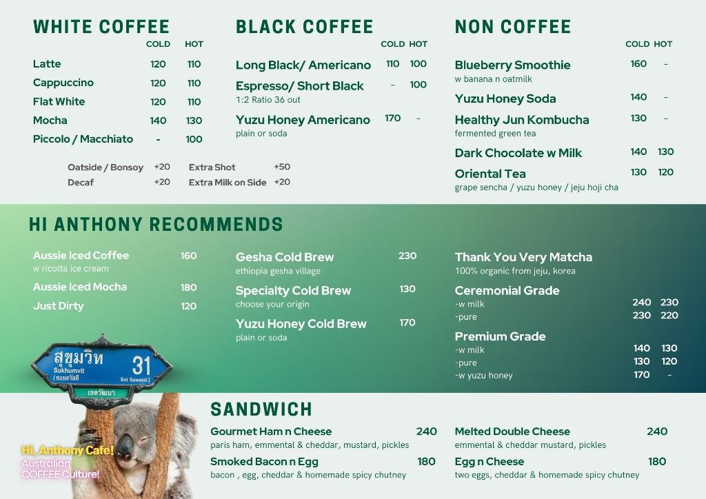 Cafe Menu